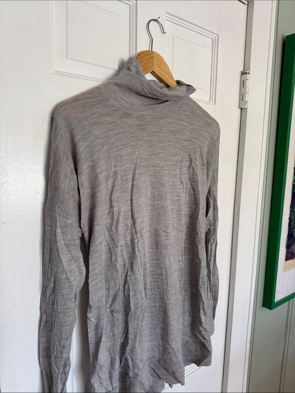 Merino Wool Garnet Hill Gray Turtleneck Sweater